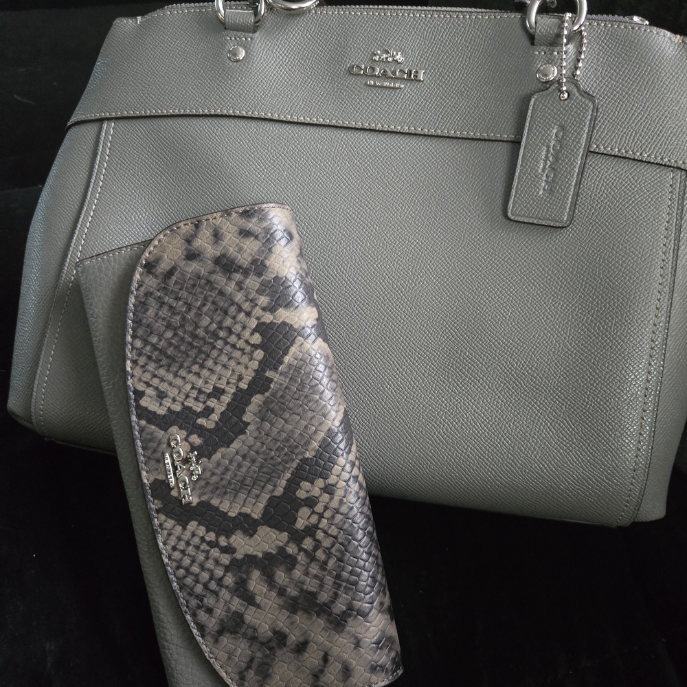 Coach Gray Shoulder Bag with Signature Hardware